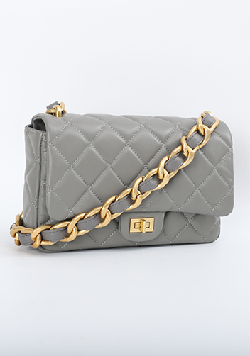 Adele Classic Flap Medium Lambskin Chain Bag Grey