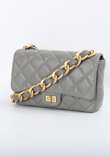 Adele Classic Flap Medium Lambskin Chain Bag Grey
