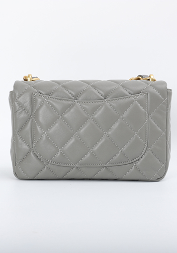 Adele Classic Flap Medium Lambskin Chain Bag Grey