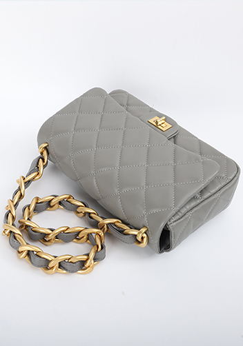 Adele Classic Flap Medium Lambskin Chain Bag Grey