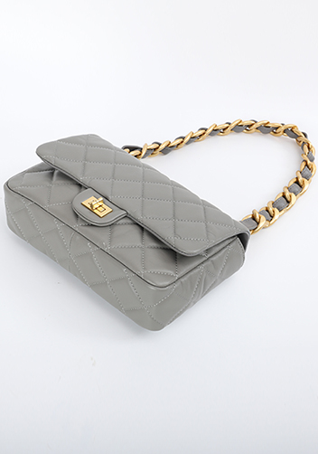 Adele Classic Flap Medium Lambskin Chain Bag Grey