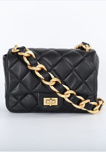 Adele Classic Flap Small Lambskin Chain Bag Black