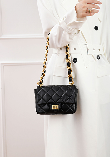 Adele Classic Flap Small Lambskin Chain Bag Black