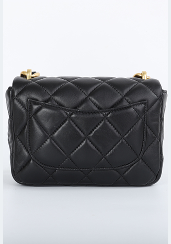 Adele Classic Flap Small Lambskin Chain Bag Black