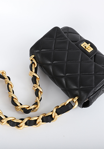 Adele Classic Flap Small Lambskin Chain Bag Black