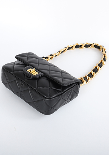 Adele Classic Flap Small Lambskin Chain Bag Black