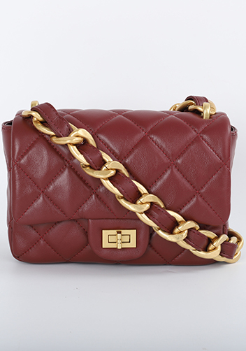 Adele Classic Flap Small Lambskin Chain Bag Burgundy