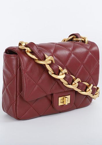 Adele Classic Flap Small Lambskin Chain Bag Burgundy