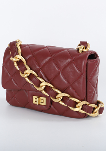 Adele Classic Flap Small Lambskin Chain Bag Burgundy