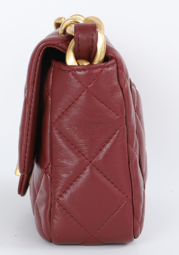 Adele Classic Flap Small Lambskin Chain Bag Burgundy