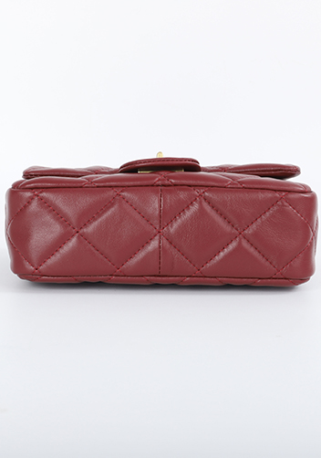 Adele Classic Flap Small Lambskin Chain Bag Burgundy