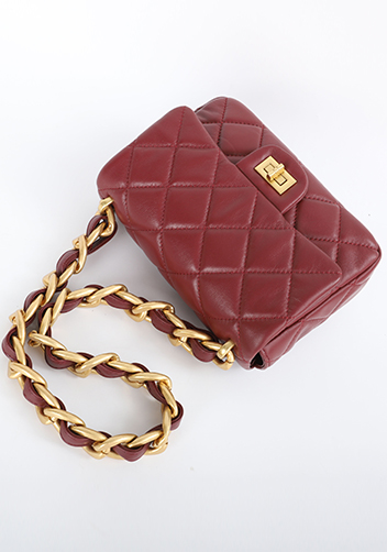 Adele Classic Flap Small Lambskin Chain Bag Burgundy