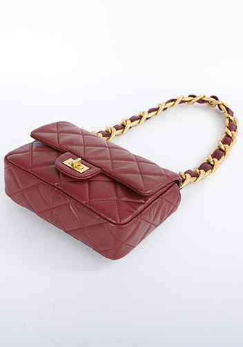 Adele Classic Flap Small Lambskin Chain Bag Burgundy