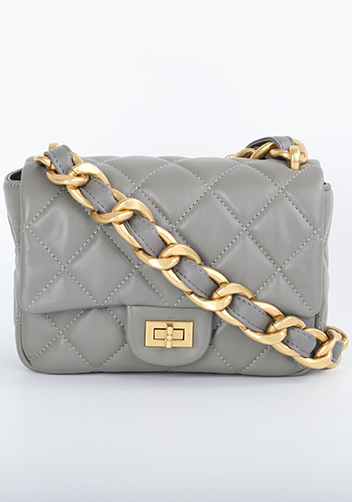 Adele Classic Flap Small Lambskin Chain Bag Grey
