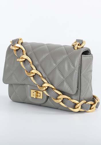Adele Classic Flap Small Lambskin Chain Bag Grey