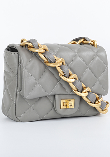 Adele Classic Flap Small Lambskin Chain Bag Grey