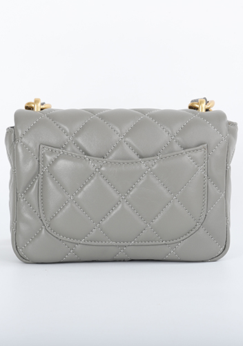 Adele Classic Flap Small Lambskin Chain Bag Grey