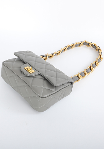 Adele Classic Flap Small Lambskin Chain Bag Grey