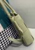 Mia Woven Smooth Leather Shoulder Tote Green
