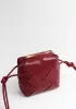 Mia Woven Smooth Leather Small Shoulder Bag Burgundy