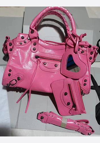 The Route 66 Faux Brushed Leather Medium Tote Hot Pink