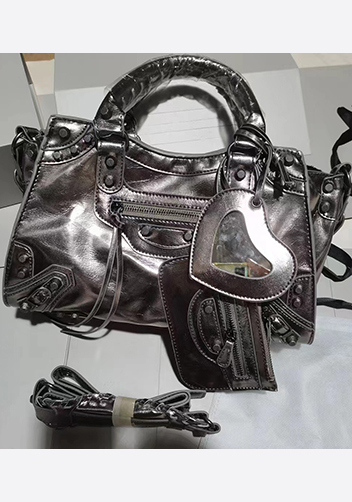 The Route 66 Faux Brushed Leather Medium Tote Sliver