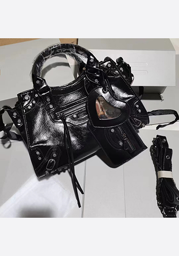 The Route 66 Faux Brushed Leather Medium Tote Black