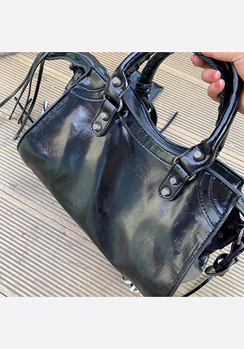 The Route 66 Faux Brushed Leather Medium Tote Black