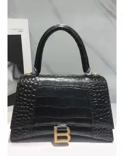 Bonnie Croc Leather Shoulder Bag Black