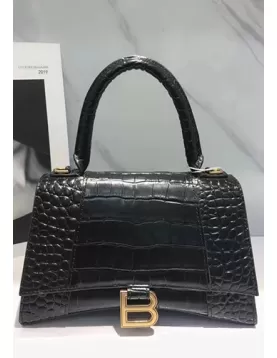 Bonnie Croc Leather Shoulder Bag Black