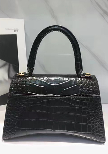 Bonnie Croc Leather Shoulder Bag Black