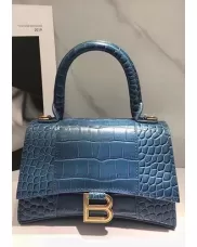 Bonnie Croc Leather Shoulder Bag Blue Grey
