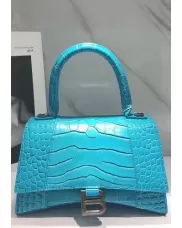 Bonnie Croc Leather Shoulder Bag Bright Blue