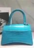 Bonnie Croc Leather Shoulder Bag Bright Blue