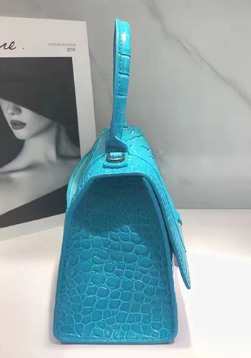 Bonnie Croc Leather Shoulder Bag Bright Blue