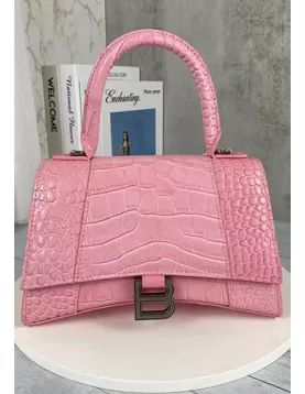 Bonnie Croc Leather Shoulder Bag Pink