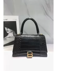 Bonnie Croc Leather Shoulder Mini Bag Black