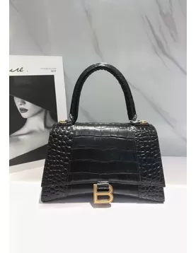 Bonnie Croc Leather Shoulder Mini Bag Black