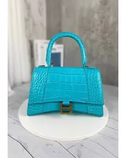 Bonnie Croc Leather Shoulder Mini Bag Blue