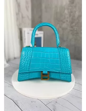 Bonnie Croc Leather Shoulder Mini Bag Blue