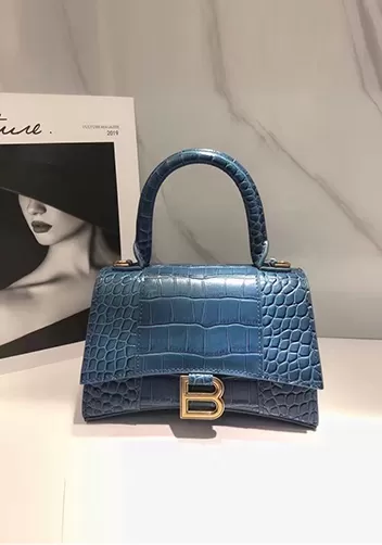 Bonnie Croc Leather Shoulder Mini Bag Blue Grey