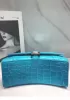 Bonnie Croc Leather Shoulder Mini Bag Bright Blue