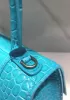 Bonnie Croc Leather Shoulder Mini Bag Bright Blue