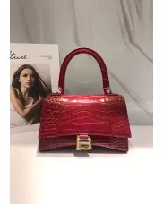 Bonnie Croc Leather Shoulder Mini Bag Burgundy