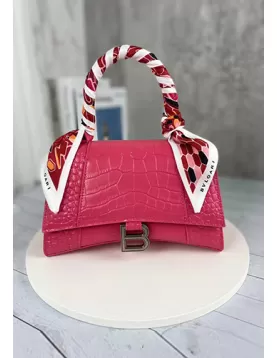 Bonnie Croc Leather Shoulder Mini Bag Hot Pink
