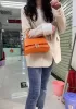 Bonnie Croc Leather Shoulder Mini Bag Orange