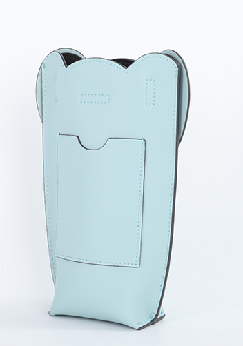 THE ELEPHANT POCKET SHOULDER LEATHER BAG BLUE