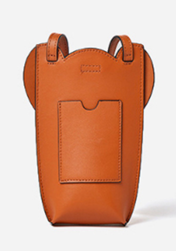 THE ELEPHANT POCKET SHOULDER LEATHER BAG BROWN