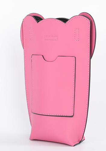 THE ELEPHANT POCKET SHOULDER LEATHER BAG HOT PINK