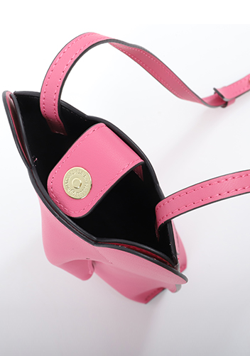 THE ELEPHANT POCKET SHOULDER LEATHER BAG HOT PINK